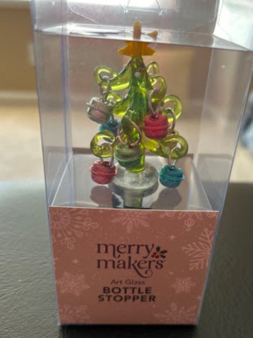 Art Glass Christmas Tree Bottle Stopper NWT